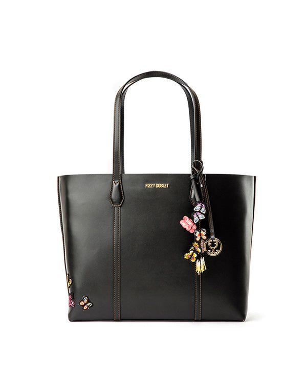 fizzy tote leather black