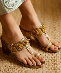 Golden Jalebi - Kolha Block Heel : Limited edition