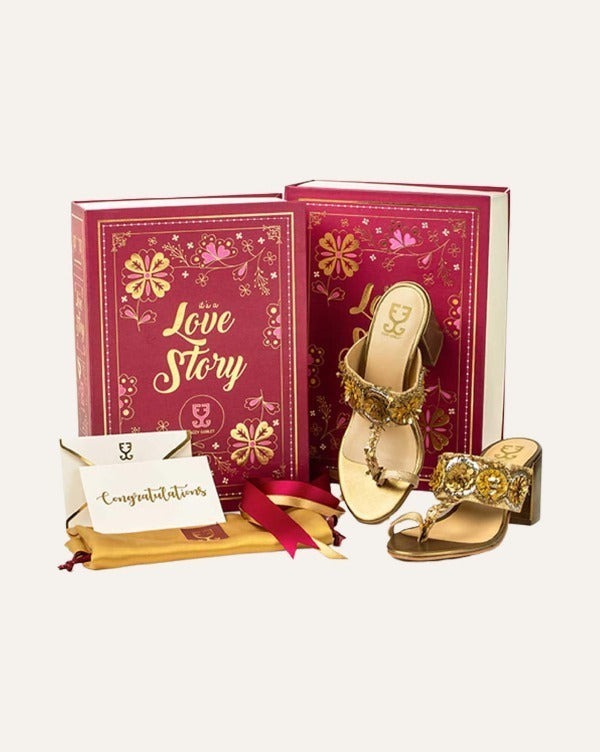 love story box golden jalebi heels 1